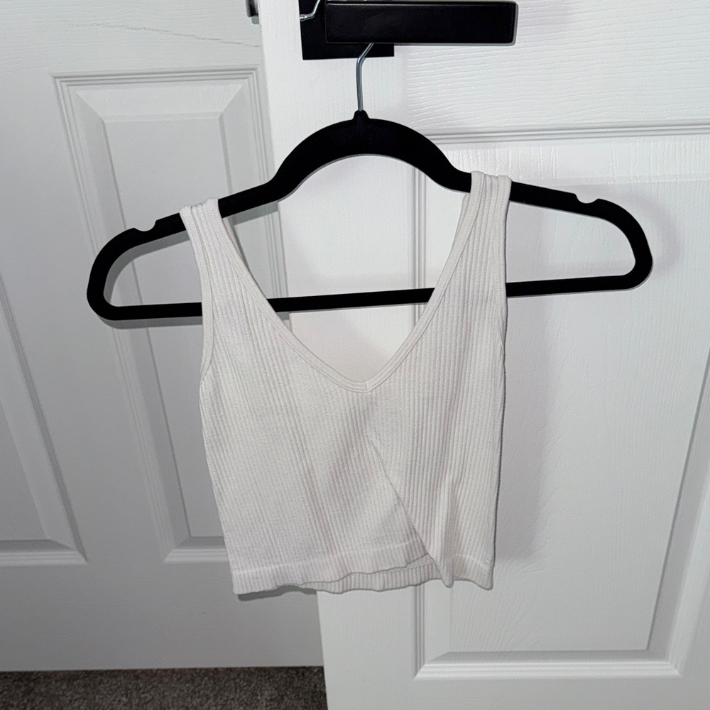 Cream Ribbed Cropped Tank Top | Women’s Size Small